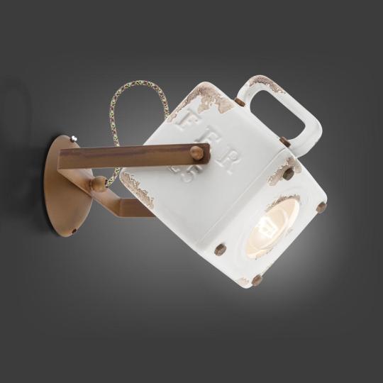 vintage biela keramicka bodova lampa dizajn osvetlenie stena bodovka lampa nastavitelna lampa mediteranska rustikalna rucne malovana porcelanova kuchyna spalna obytny priestor chodba ferroluce retro lameridiana.jpg